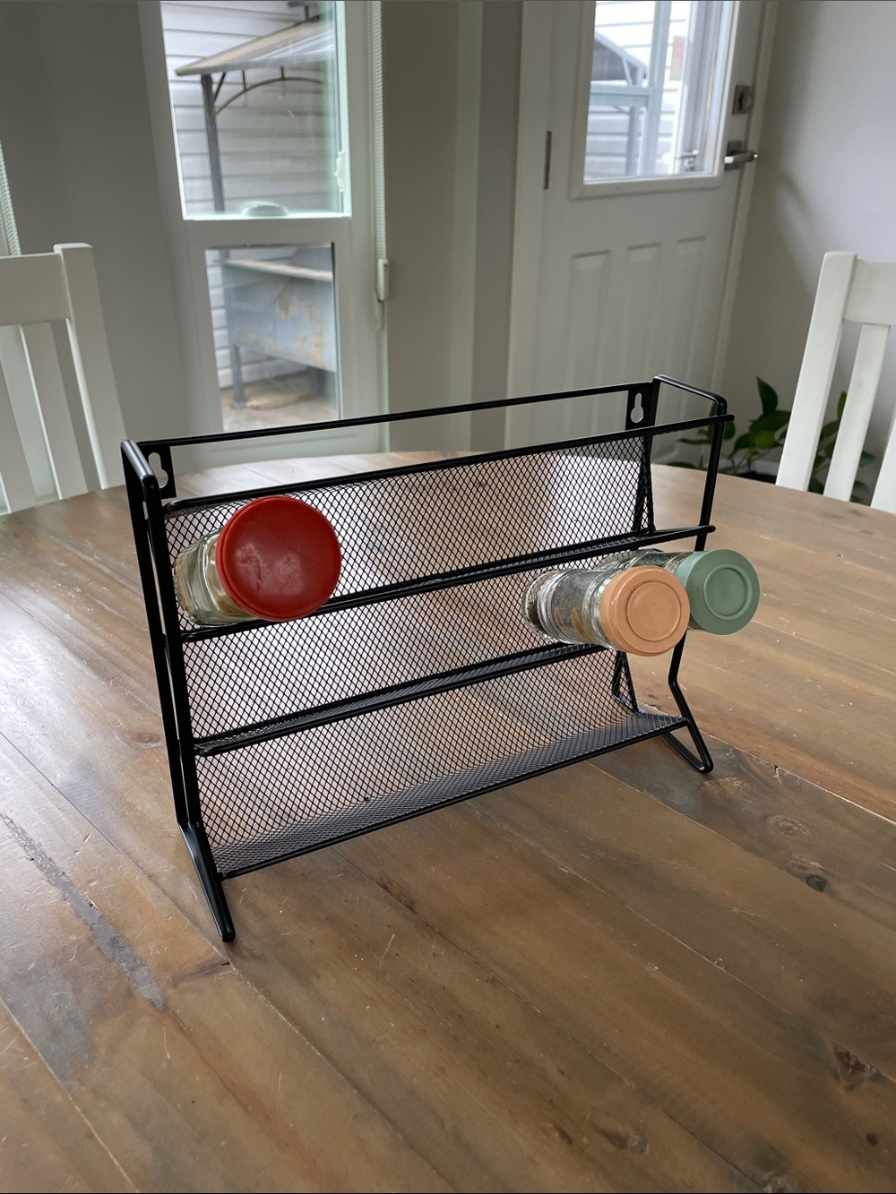 Black Metal Mesh Spice Rack Organizer